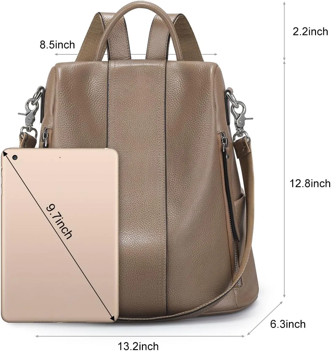 S-ZONE Leather Backpack Purses for Women Antitheft Rucksack Shoulder Bag Medium