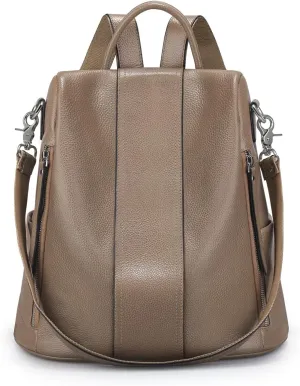 S-ZONE Leather Backpack Purses for Women Antitheft Rucksack Shoulder Bag Medium