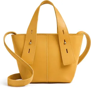 S-ZONE Leather Crossbody Bags for Women Mini Tote Purses Small Satchel Top-Handle Handbags with Adjustable Strap
