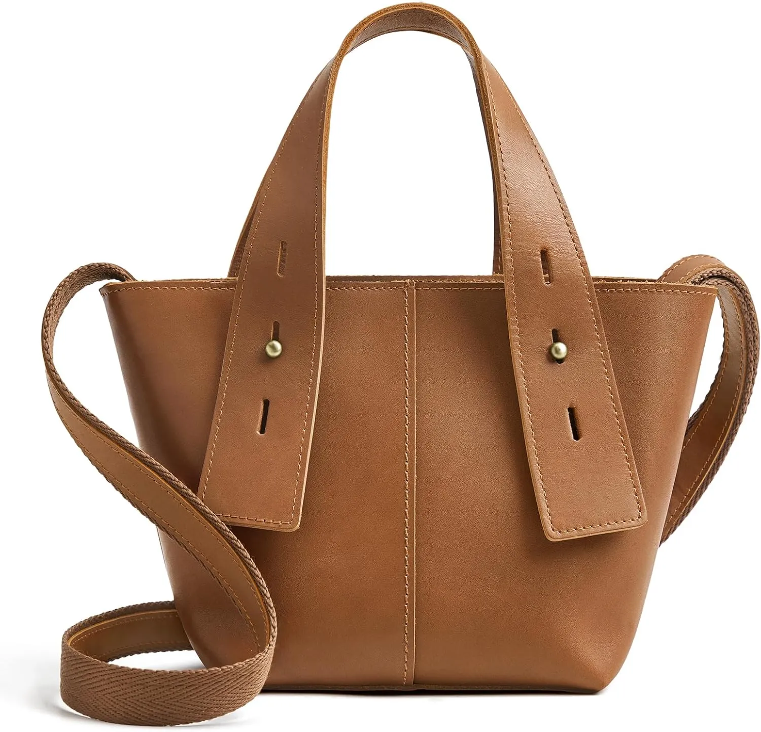 S-ZONE Leather Crossbody Bags for Women Mini Tote Purses Small Satchel Top-Handle Handbags with Adjustable Strap