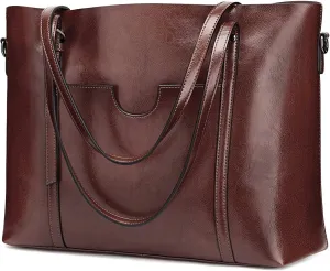 S-ZONE Women Genuine Leather Top Handle Satchel Daily Work Tote Shoulder Bag