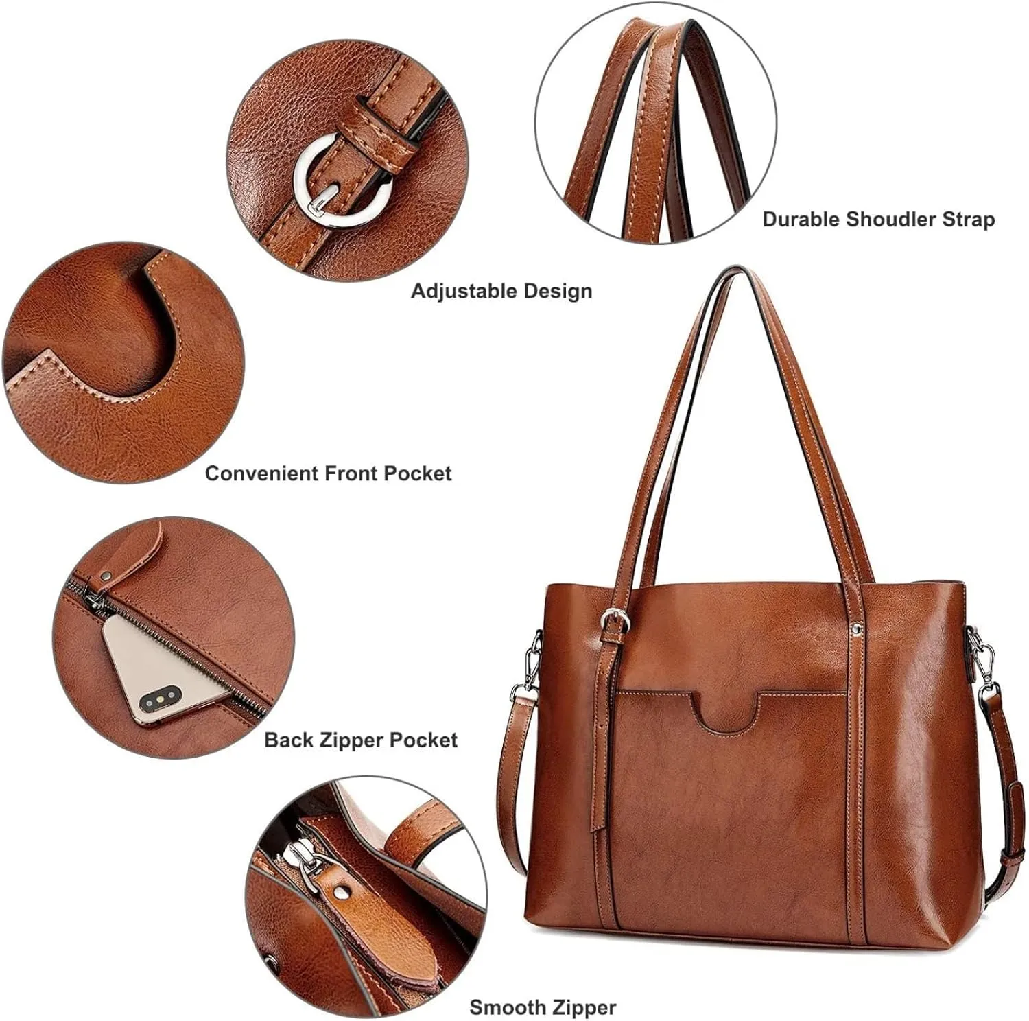 S-ZONE Women Genuine Leather Top Handle Satchel Daily Work Tote Shoulder Bag