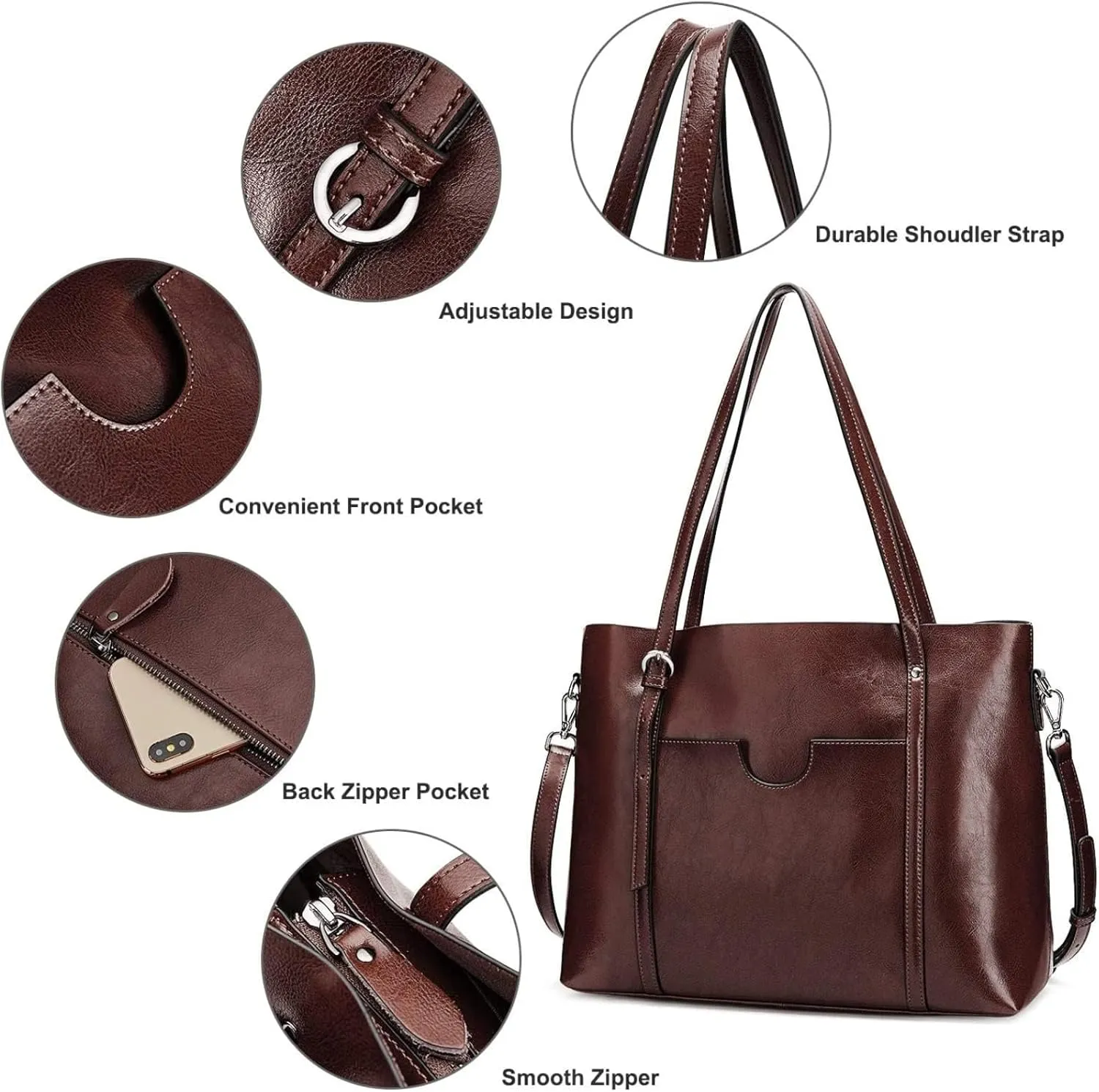 S-ZONE Women Genuine Leather Top Handle Satchel Daily Work Tote Shoulder Bag