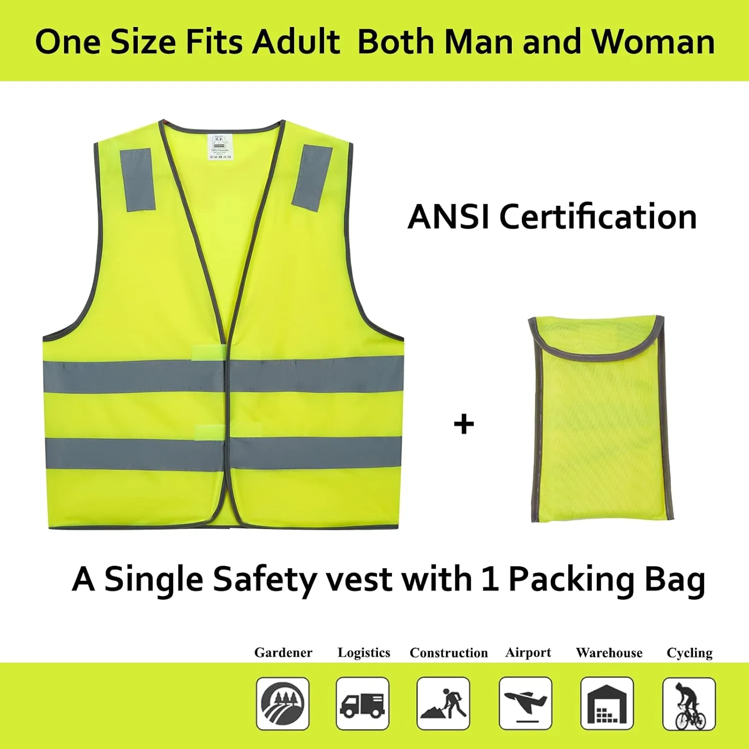 Safety Vests 20 Pack Bulk - Yellow Reflective High Visibility Construction ANSI Class 2 Work Vests for Men,Woman,Hi Vis Mesh and Neon Silver Strip