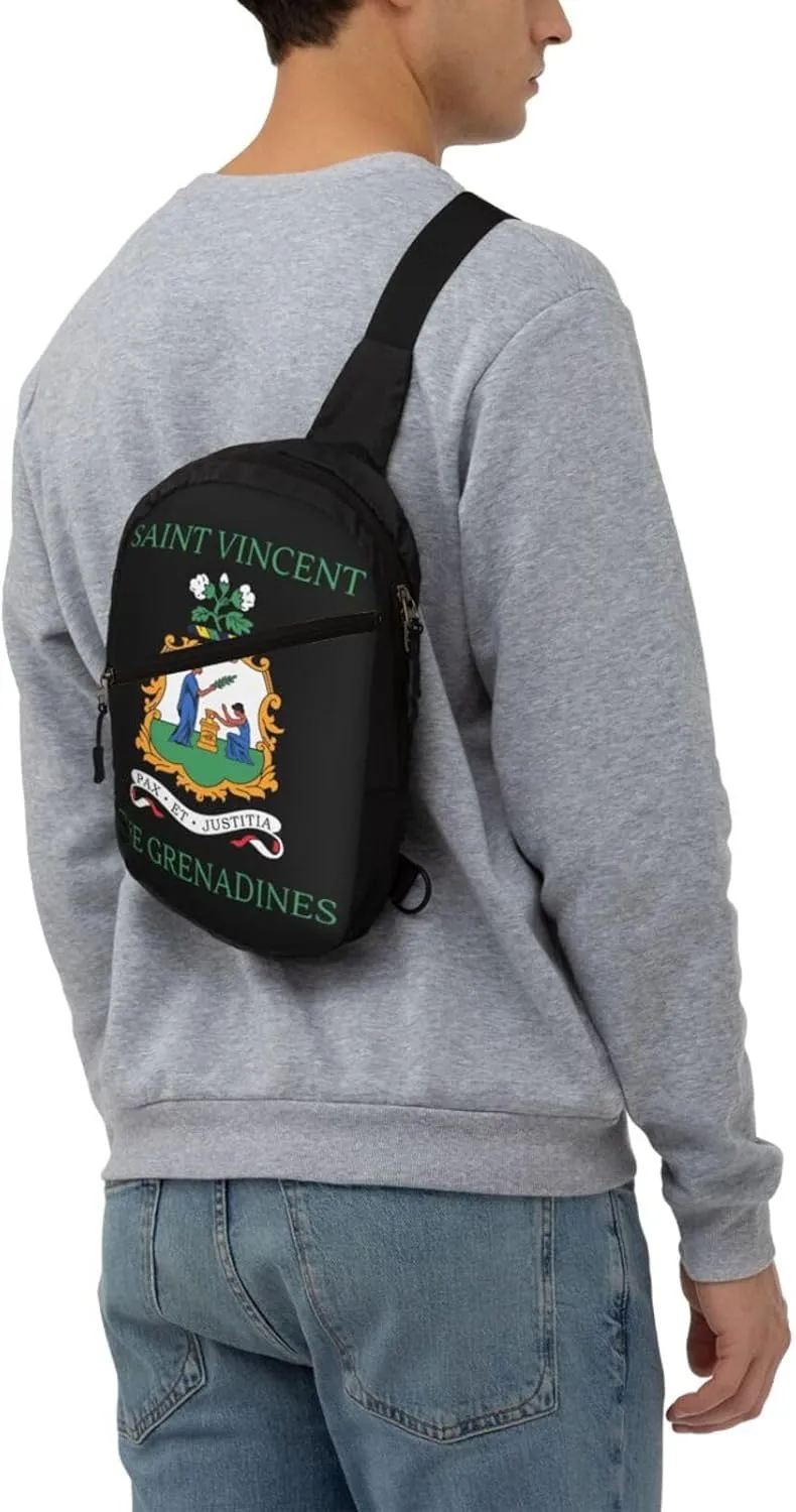 Saint Vincent Grenadines Flags Crossbody Bag Portable Sling Bags Foldable Chest Daypack Reusable Sports Shoulder Backpack Diagonally Casual Rucksack Travel Bag