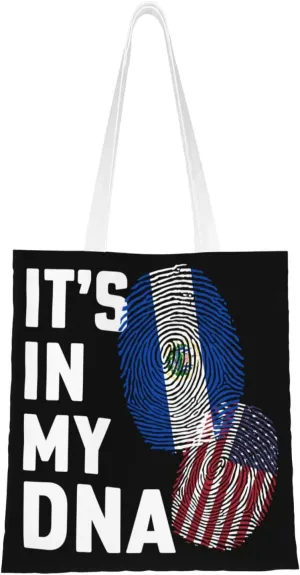 Salvador It's in My DNA Tote Bag for Women Canvas Shopping Bags Reusable Large Capacity Casual Shoulder Handbags Grocery Bags DIY Gift Bags