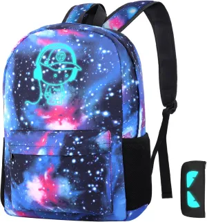 SAMIT Anime Luminous Backpack with Pencil Case for Teen Boys and Girls,College School Daypack Lightweight Laptop Bag