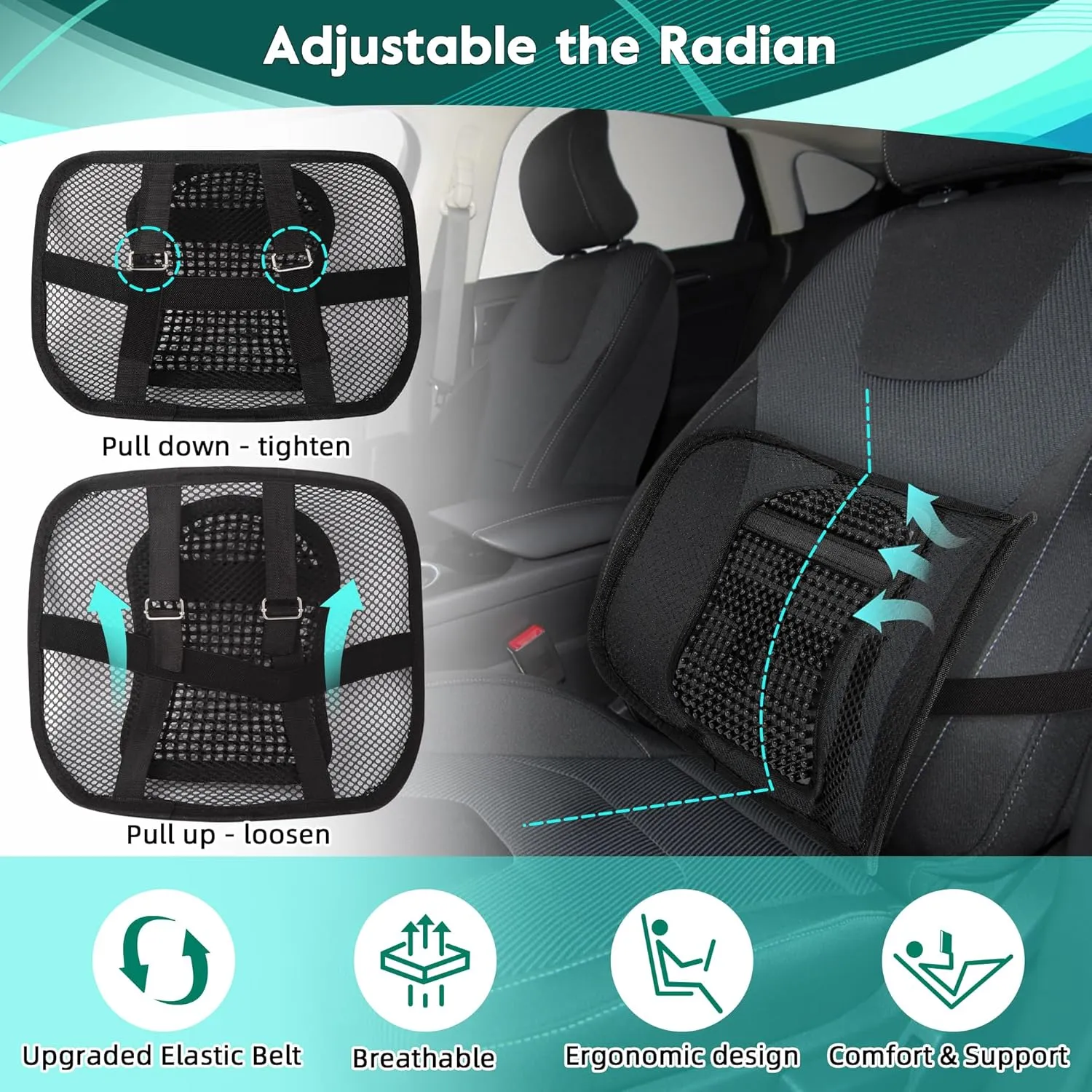 Samyoung 2 Pack Mesh Back Lumbar Support, Back Support Seat Cushion with Breathable Mesh for Office Chairs Car 12” x 16”