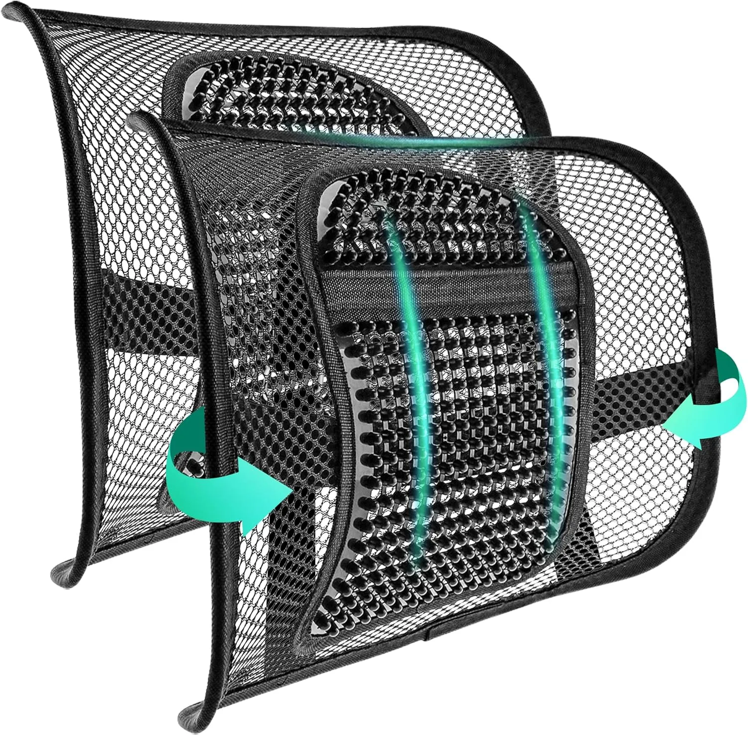 Samyoung 2 Pack Mesh Back Lumbar Support, Back Support Seat Cushion with Breathable Mesh for Office Chairs Car 12” x 16”
