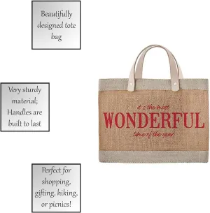Santa Barbara Design Studio Creative Brands Womens Totes - Waterproof Burlap Mini Farmers Market Shopping, Travel or Gift Tote Bag Purse by Faithworks, 12.5 x 9.5-Inch, Most Wonderful Time