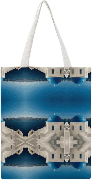 Santorini Greek Island Sea View Handbags Portable Shoulder Bag Canvas Tote Bag Unisex for Work Hiking Gym Gift