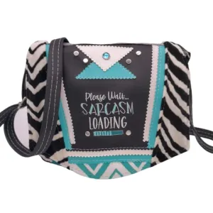 Sarcasm Messenger Bag, Embroidered Statement Crossbody, Upcycled Leather Purse, Handmade Embroidered Purse