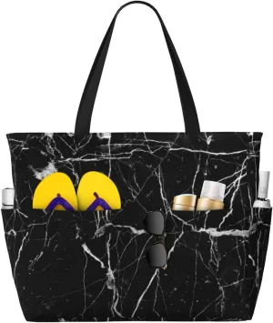 Schnauzer Dog Large Capacity Waterproof Sandproof Beach Totes Bags,Pool Bag Travel Essentials With Zipper And Pockets