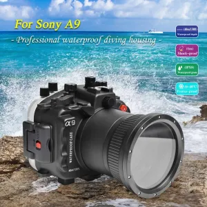 Seafrog 40m/130ft Professional Waterproof Diving Housing Case with Standard Flat Port,for Sony A9 （90mm） Lens
