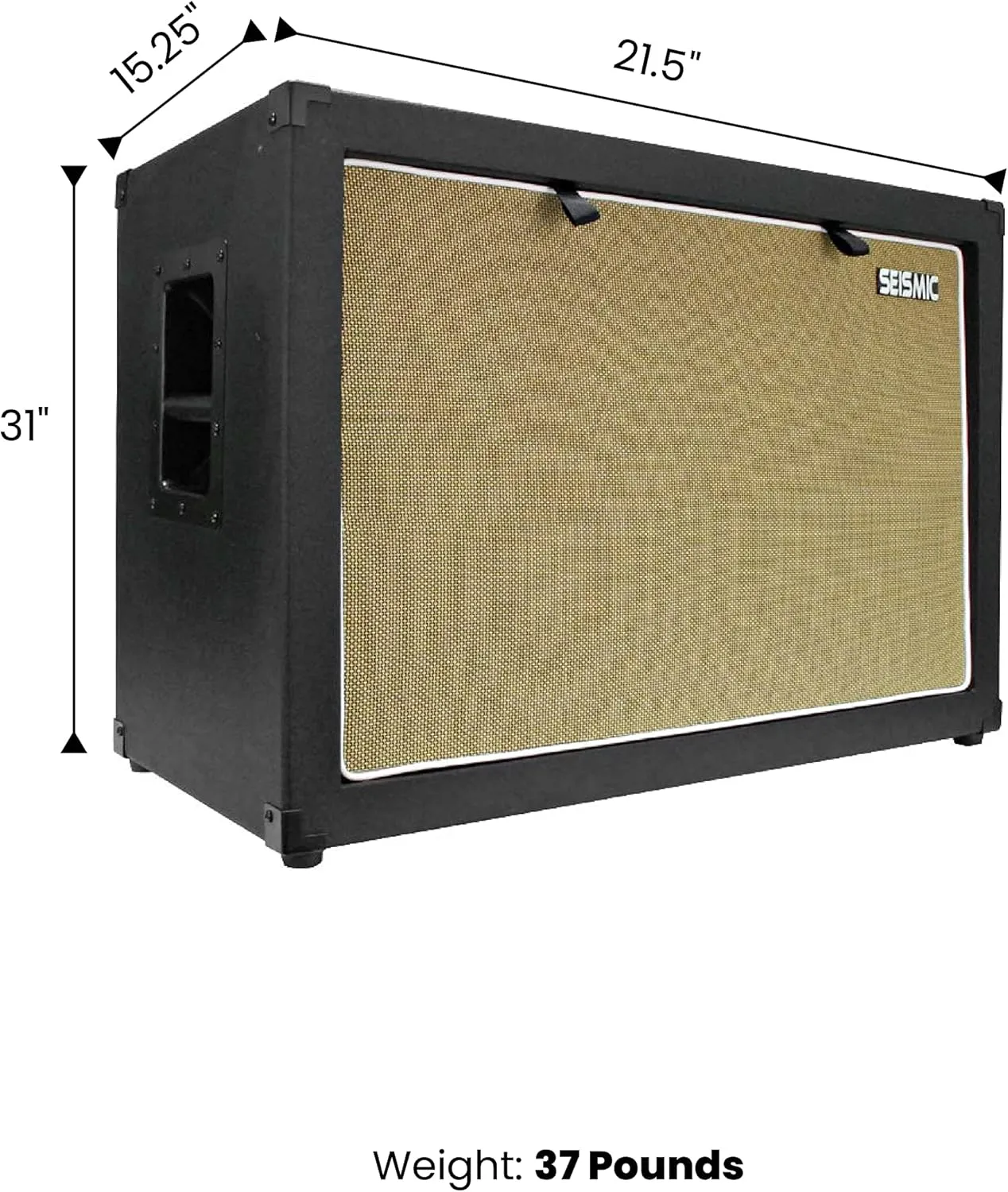 Seismic Audio - 2x12 GUITAR SPEAKER CAB EMPTY - 7 Ply Birch - 212 Speakerless Cabinet NEW 12" Tolex - Black Tolex - Wheat Cloth Grill - Front or Rear Loading Options