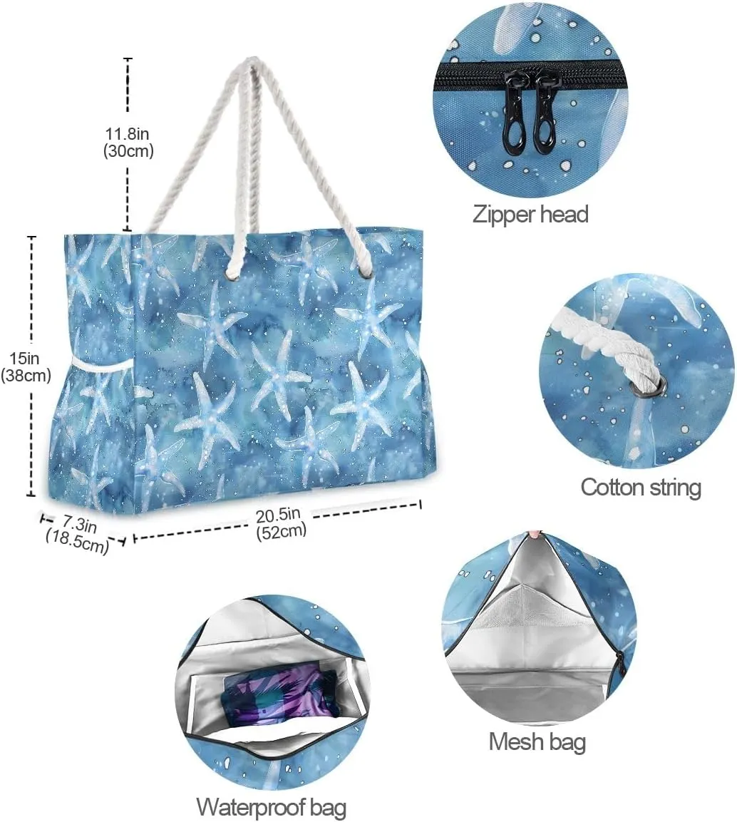 senya Large Beach Bags Totes Swim Canvas Tote Shoulder Bag Water Resistant Bags for Gym Travel Daily