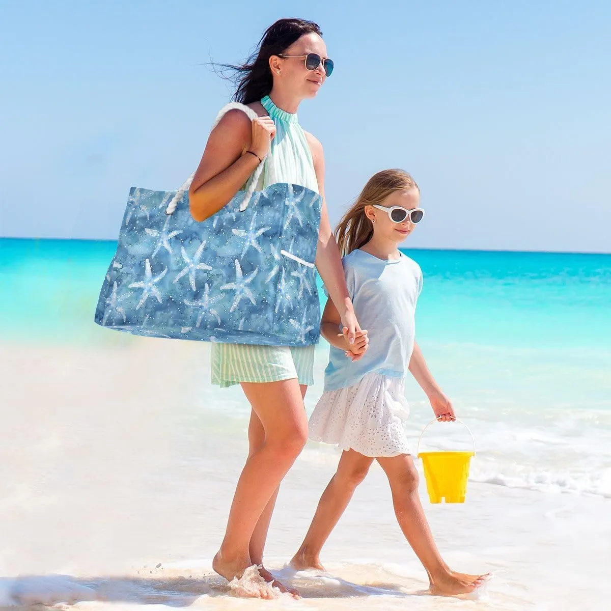 senya Large Beach Bags Totes Swim Canvas Tote Shoulder Bag Water Resistant Bags for Gym Travel Daily