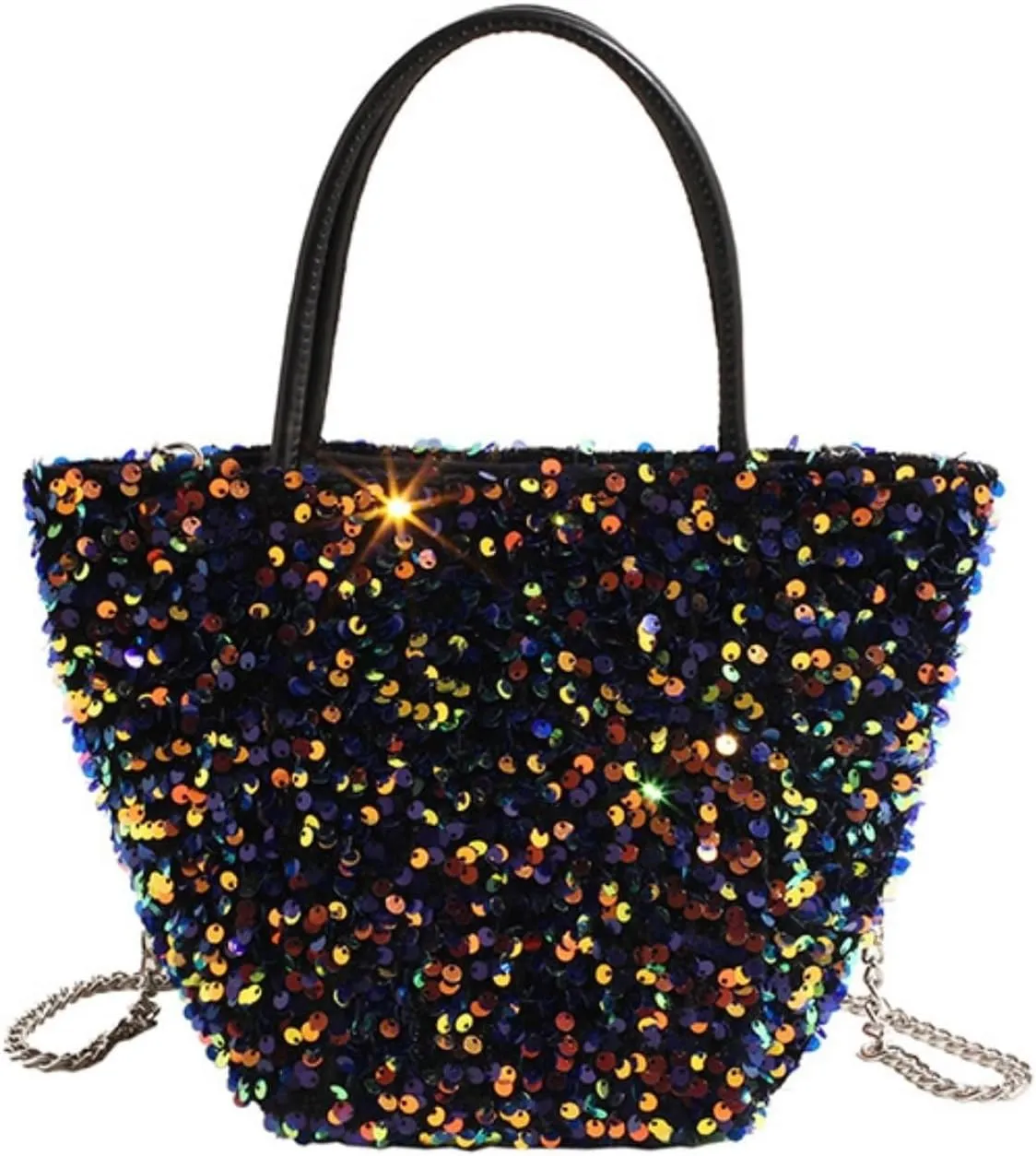 Sequin Tote Bag for Women Trendy Bling Top Handle Handbag Chain Crossbody Hobo Evening Purse Clutch Bags Wallets