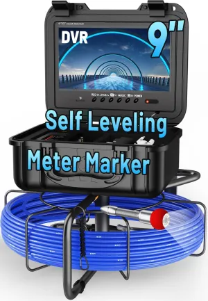 Sewer Camera Self Leveling, Anysun Sewer Inspection Camera 150ft with 9'' Monitor and DVR Recorder with 32GB Card, Meter Marker, 12 Adjustable Lights