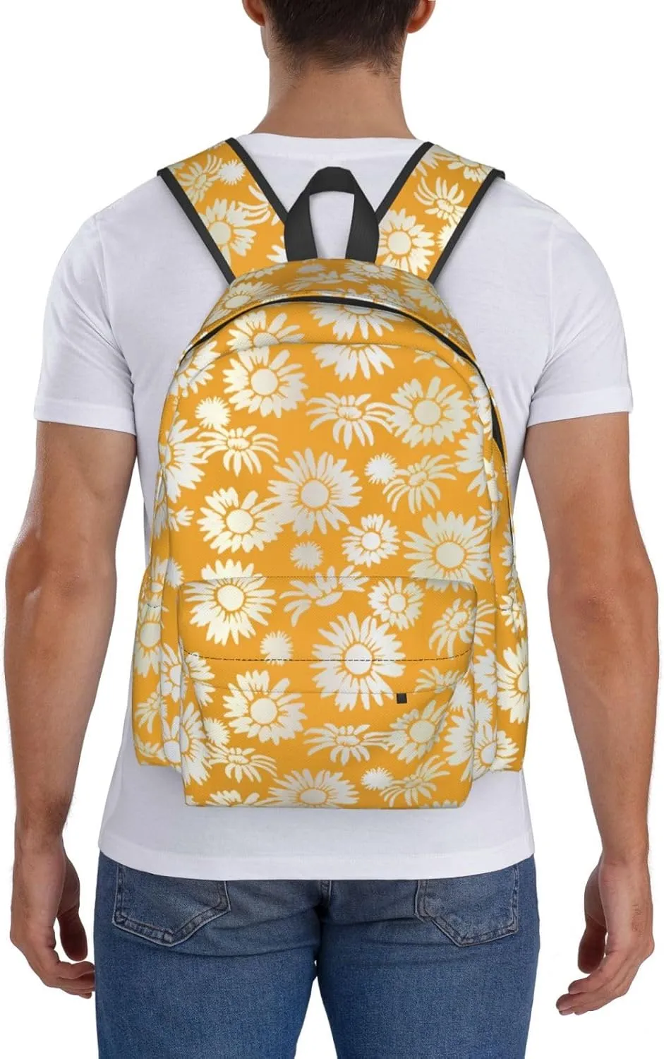 Shaded Yellow Daisies Laptop Backpack Shoulder Bag Laptop Pack Travel Backpacks Commuter Back Pack Casual Daypack Bags With Side Pockets