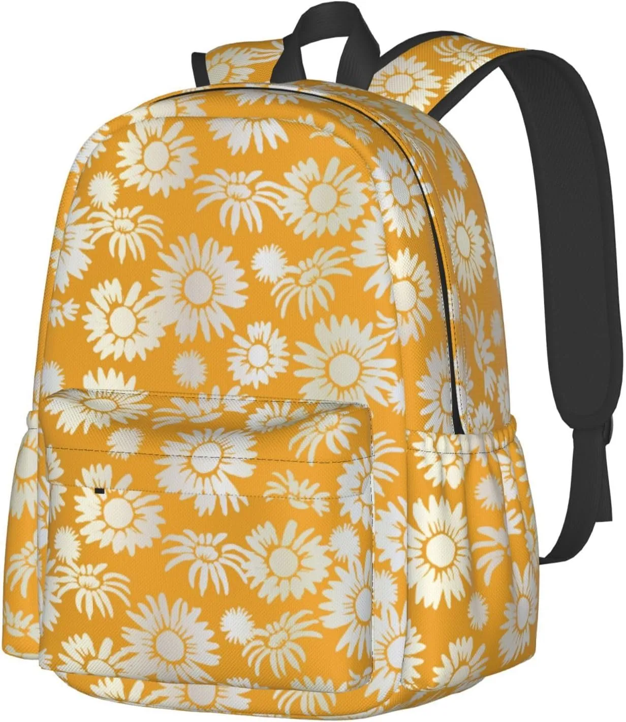 Shaded Yellow Daisies Laptop Backpack Shoulder Bag Laptop Pack Travel Backpacks Commuter Back Pack Casual Daypack Bags With Side Pockets