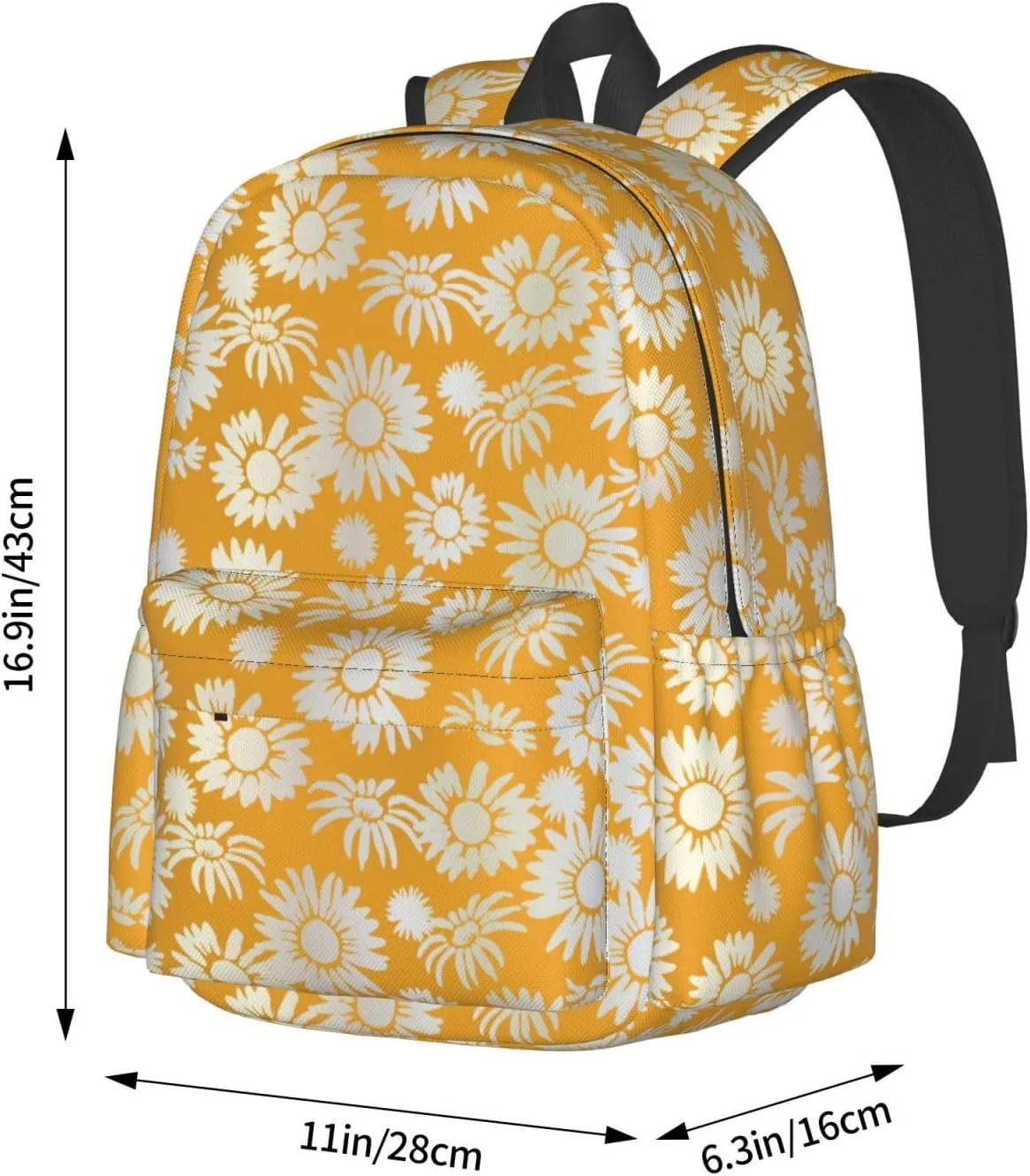 Shaded Yellow Daisies Laptop Backpack Shoulder Bag Laptop Pack Travel Backpacks Commuter Back Pack Casual Daypack Bags With Side Pockets