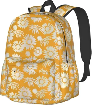 Shaded Yellow Daisies Laptop Backpack Shoulder Bag Laptop Pack Travel Backpacks Commuter Back Pack Casual Daypack Bags With Side Pockets