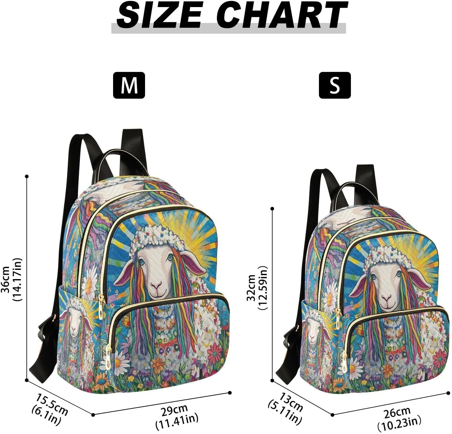 Sheep Flowers Blue Backpack Purse for Women Ladies Shoulder Bags with Anti-theft Back for Travel Camping S