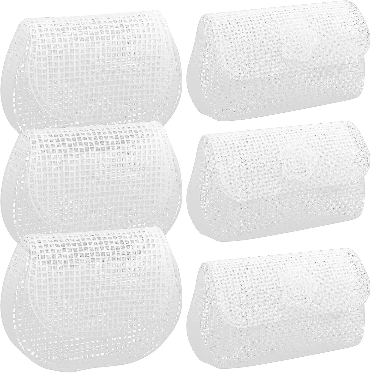 SHINEOFI 6pcs Plastic Mesh Canvas Sheets Crochet Bag Canvas Sheets for Crochet Bag Making DIY Purse Acrylic Yarn Crafting Projects