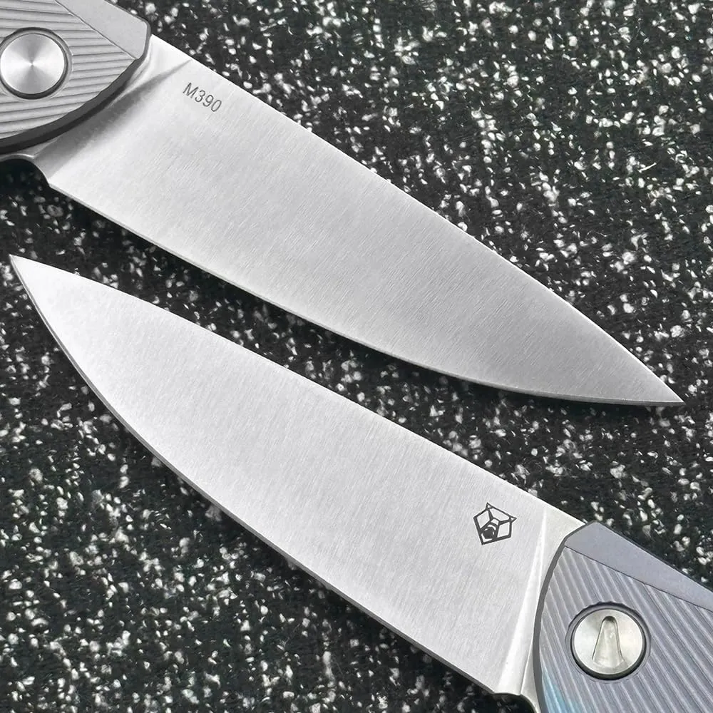 Shirogorov Quantum Custom Titanium Handle Bearing Outdoor Folding Knife Camping Survival Sharp Tactical EDC Tool Knife (Blue)