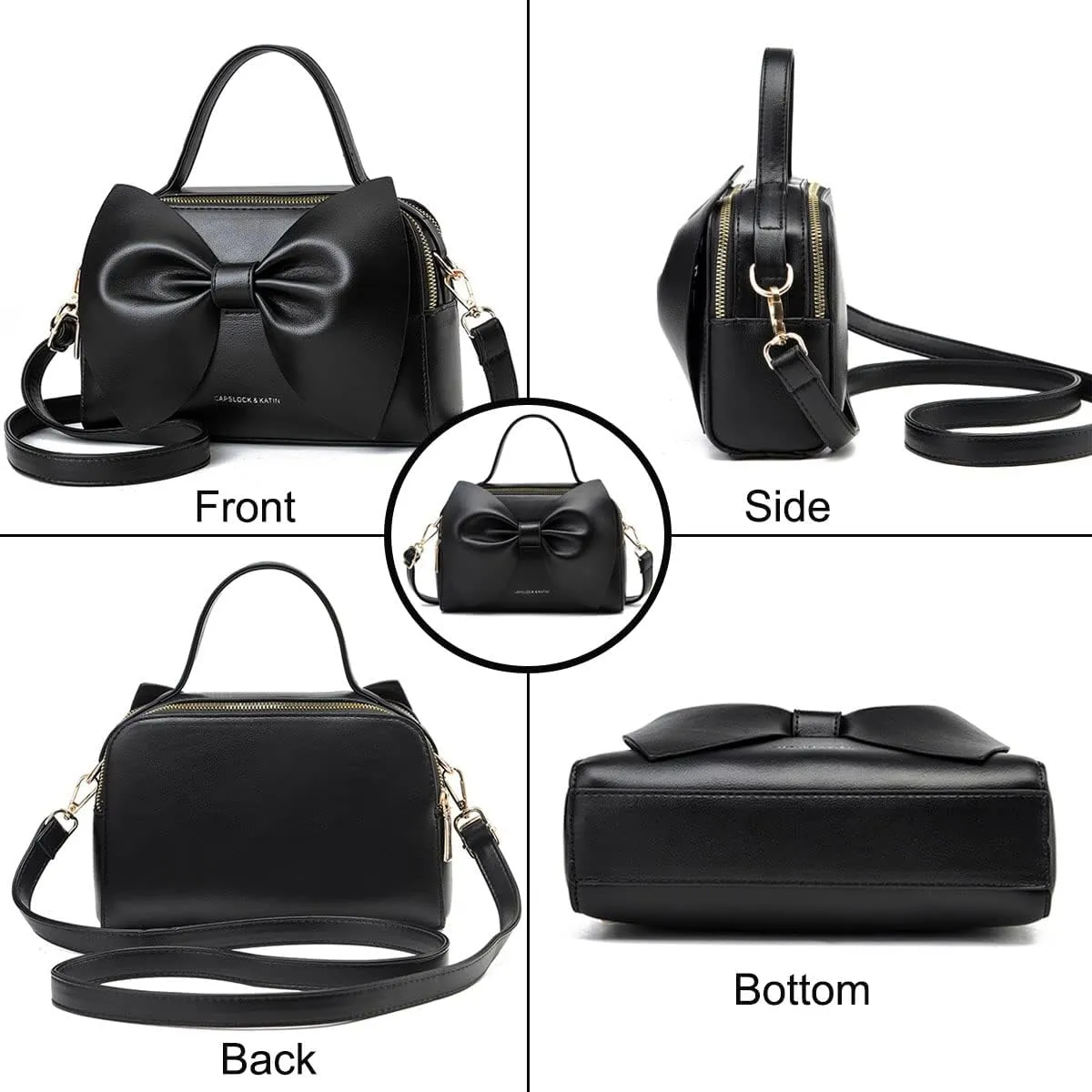 Shoulder Bag for Women PU Leather Purse Bowknot Handbag Fashion Top-Handle Satchel Ladies Crossbody