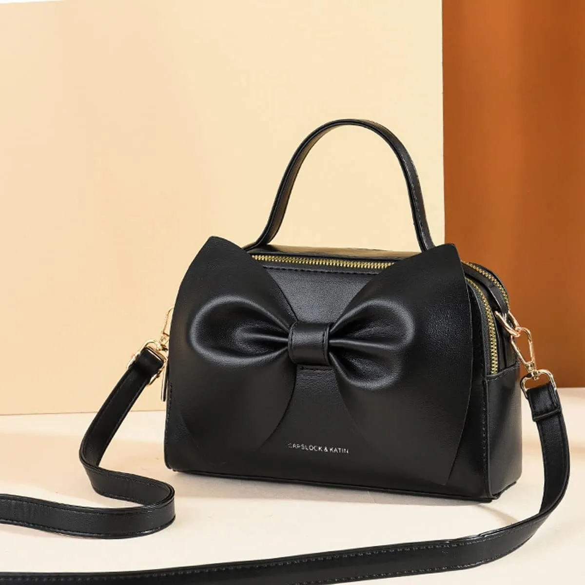 Shoulder Bag for Women PU Leather Purse Bowknot Handbag Fashion Top-Handle Satchel Ladies Crossbody