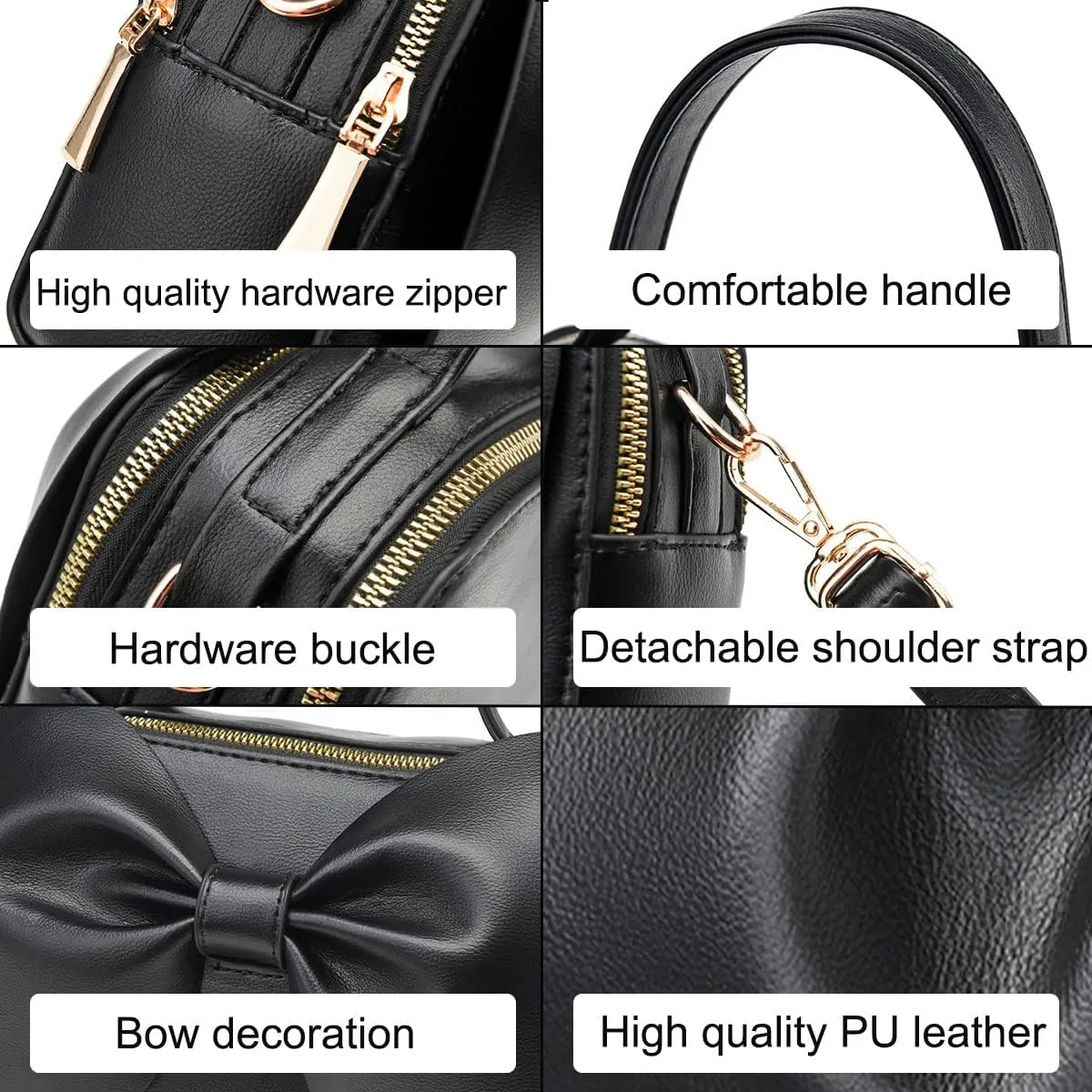 Shoulder Bag for Women PU Leather Purse Bowknot Handbag Fashion Top-Handle Satchel Ladies Crossbody