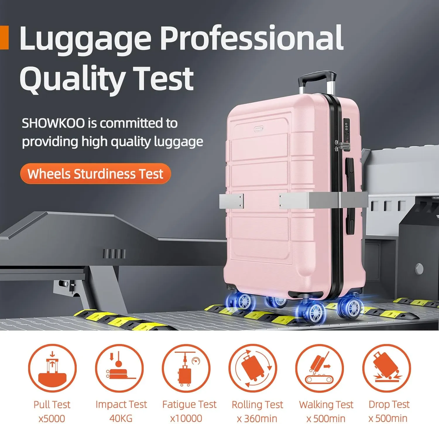 SHOWKOO Luggage Sets Expandable PC ABS Durable Suitcase Sets Double Wheels TSA Lock Pink 3pcs
