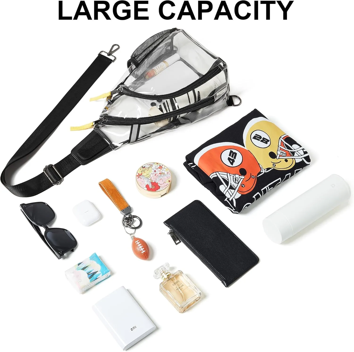 Shrrie Clear Bag for Stadium Events Transparent Crossbody Bag Clear Purse for Women&Men-Stadium Approved, Concerts&Sports
