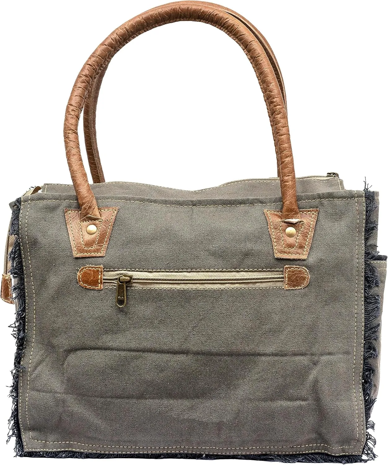 Shy Shy Bags Sel De Mer Canvas & Cowhide Tote Bag - Upcycled Radiant Leather Hand Bag