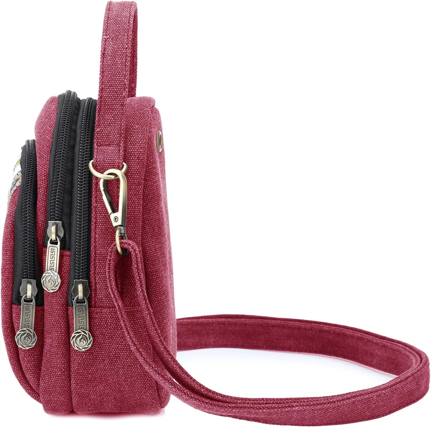 SILKAREA Canvas Small Crossbody Bag Cell Phone Purse for Women Embroidered Shoulder Bag Handbags Wallet Bag Pouch