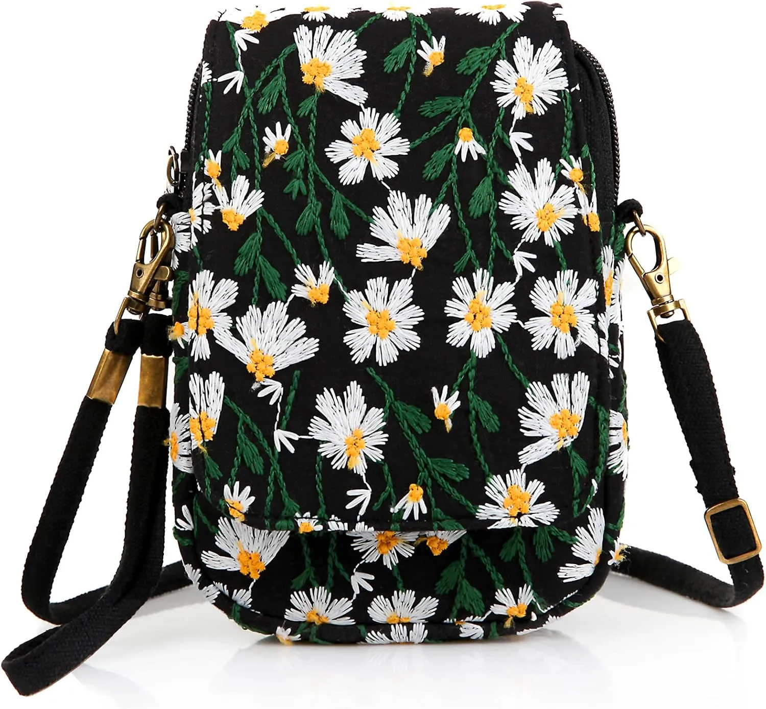 SILKAREA Embroidered Cute Mini Crossbody Bag for Women Small Handbags Wristlet Wallet Bag Cell-phone Pouch Coin Purse
