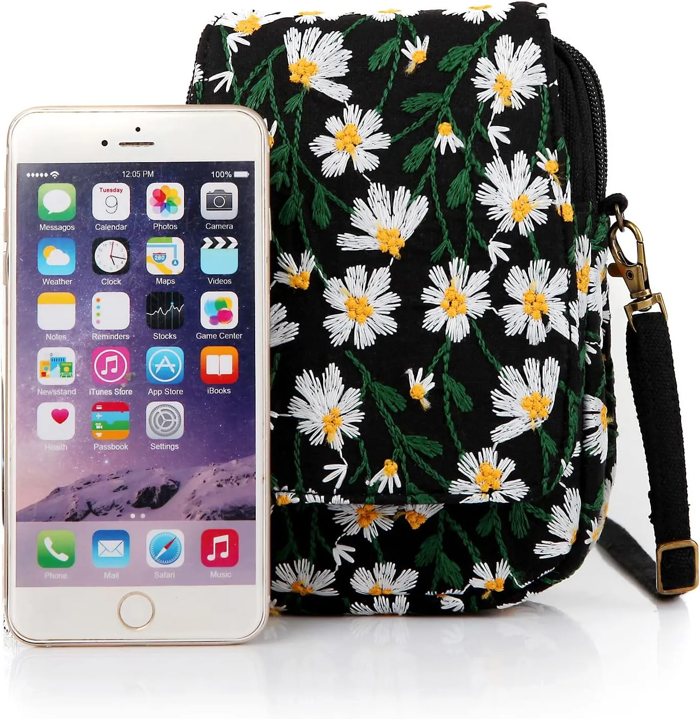 SILKAREA Embroidered Cute Mini Crossbody Bag for Women Small Handbags Wristlet Wallet Bag Cell-phone Pouch Coin Purse