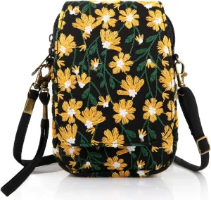 SILKAREA Embroidered Cute Mini Crossbody Bag for Women Small Handbags Wristlet Wallet Bag Cell-phone Pouch Coin Purse