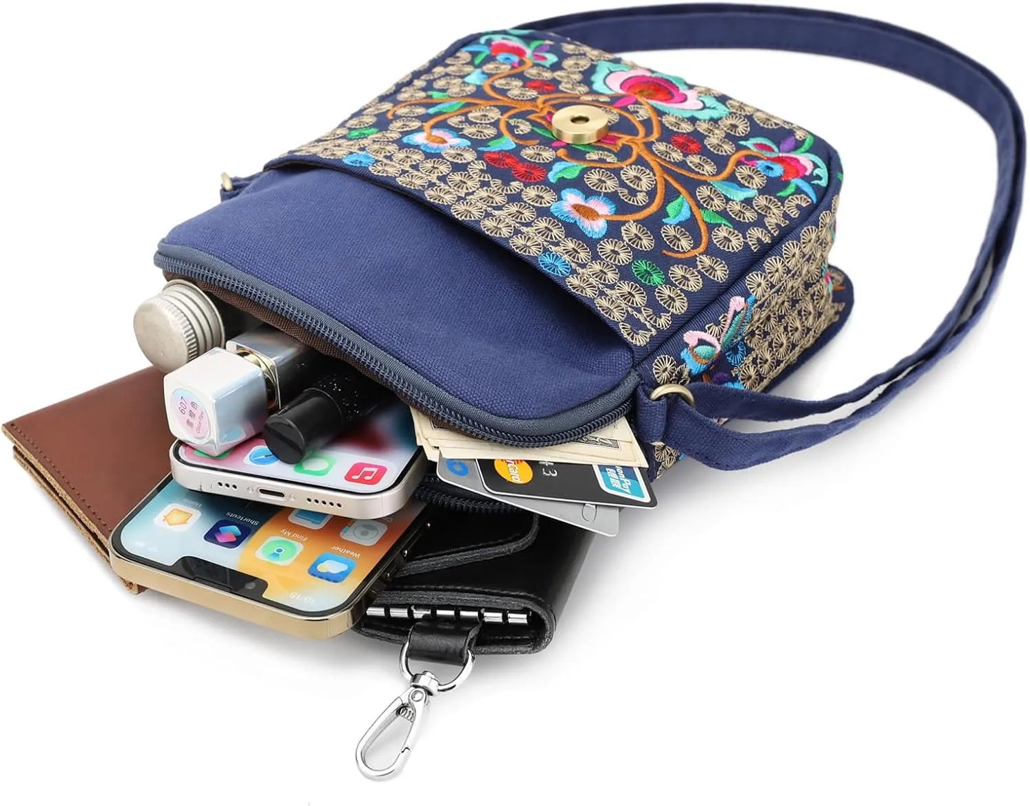 SILKAREA Embroidered Cute Mini Crossbody Bag for Women Small Handbags Wristlet Wallet Bag Cell-phone Pouch Coin Purse