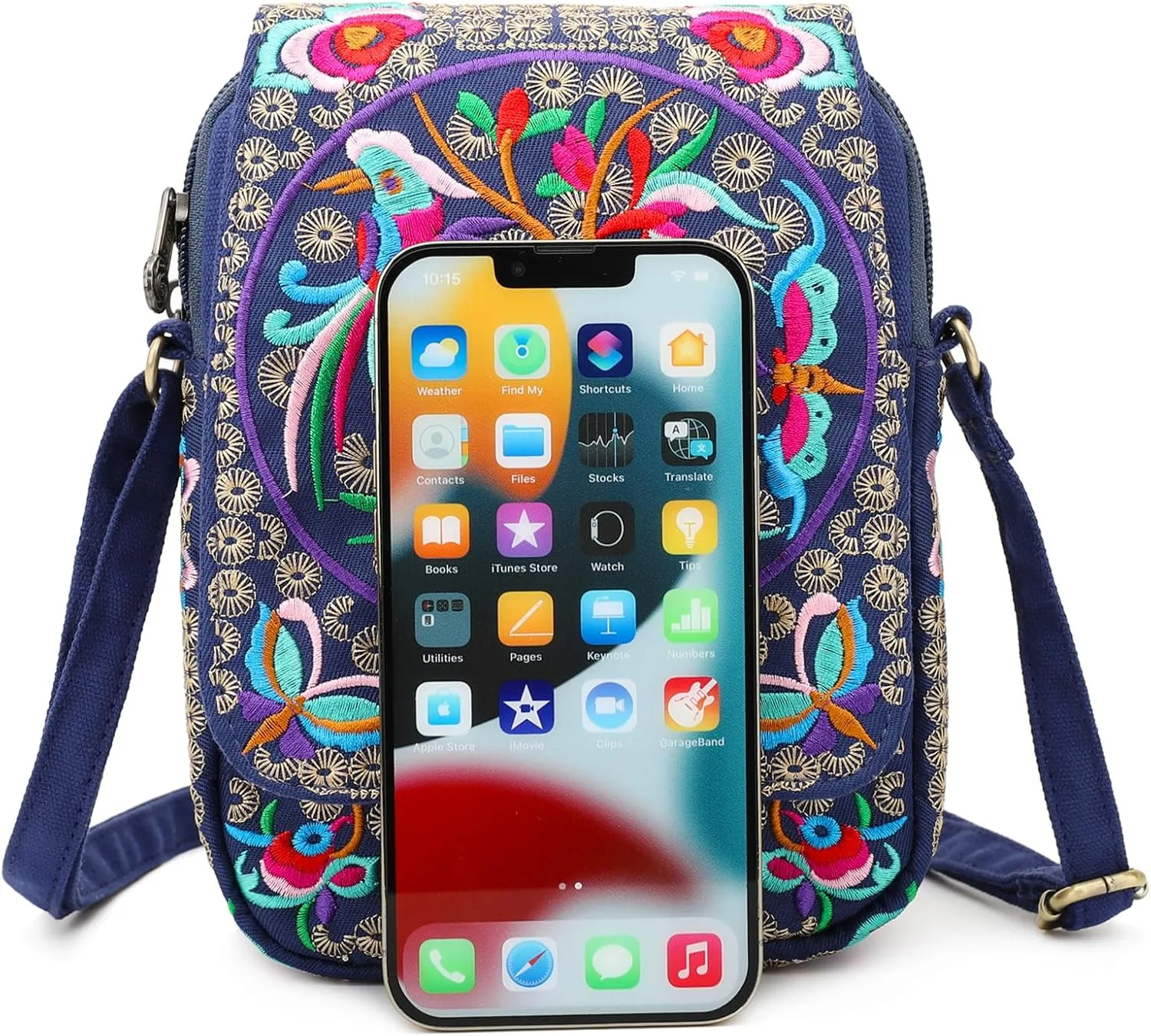 SILKAREA Embroidered Cute Mini Crossbody Bag for Women Small Handbags Wristlet Wallet Bag Cell-phone Pouch Coin Purse