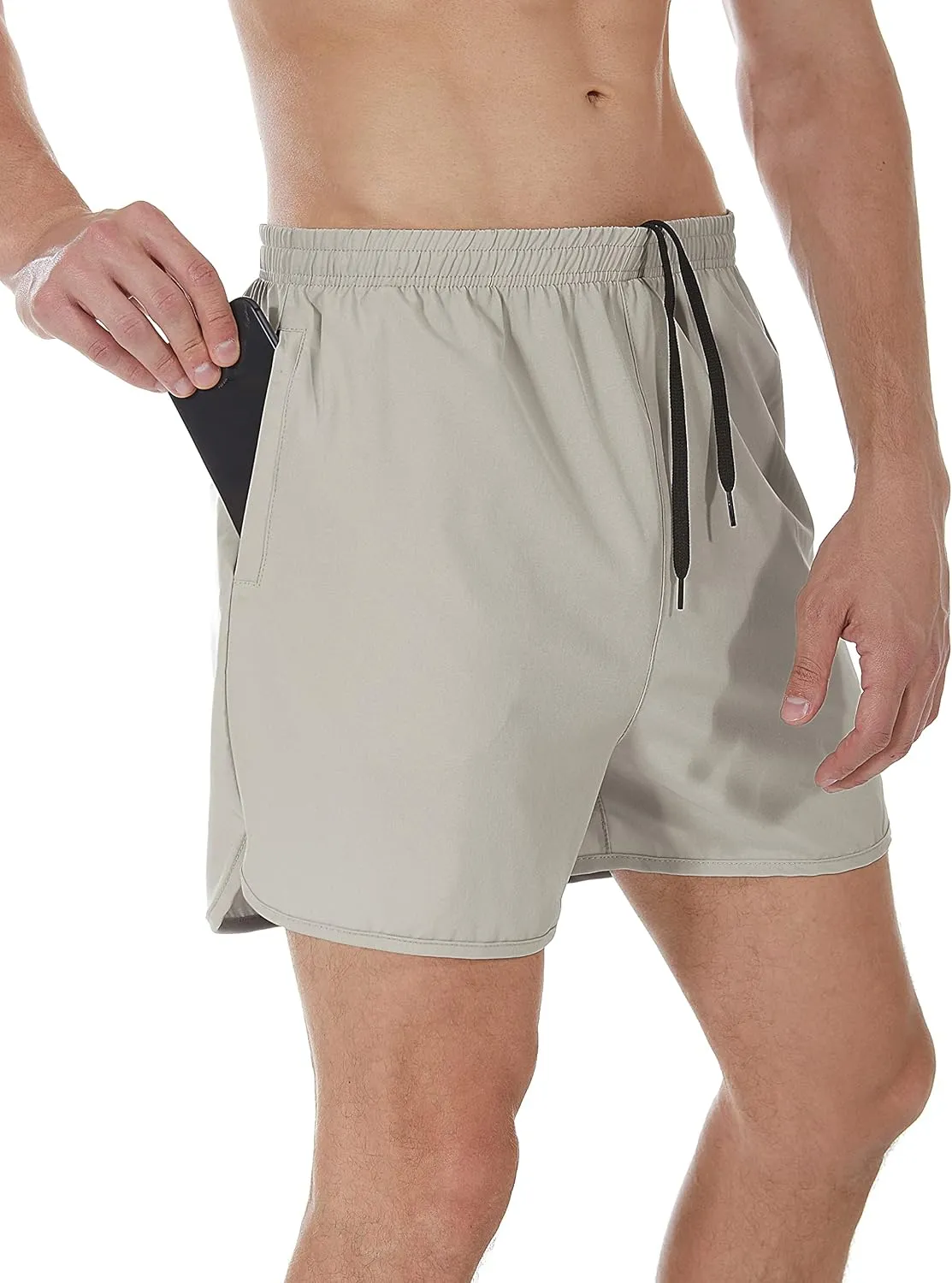 SILKWORLD Men's Running Stretch Quick Dry Shorts with Zipper Pockets(Pack of 2,3)