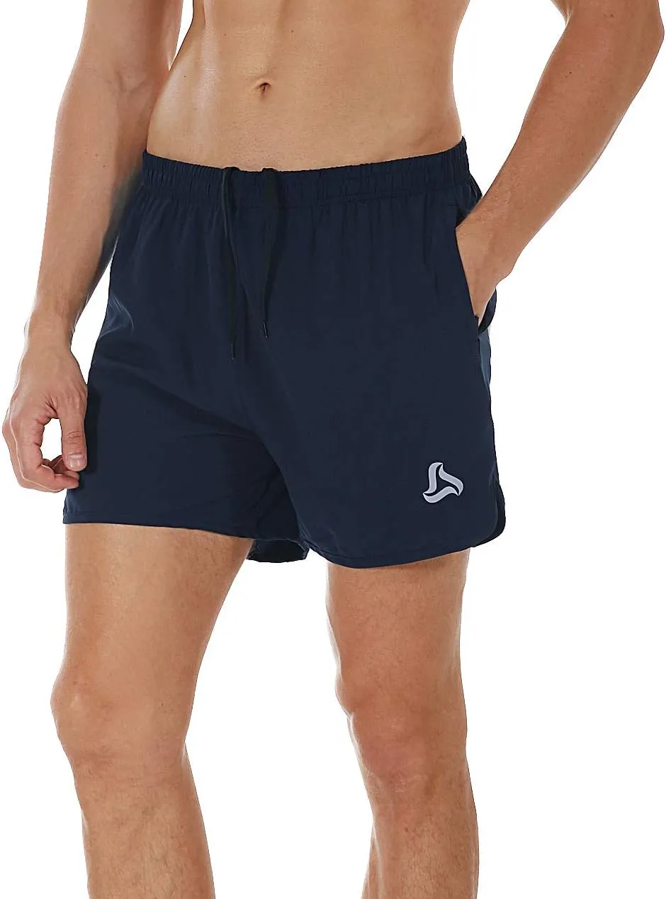 SILKWORLD Men's Running Stretch Quick Dry Shorts with Zipper Pockets(Pack of 2,3)