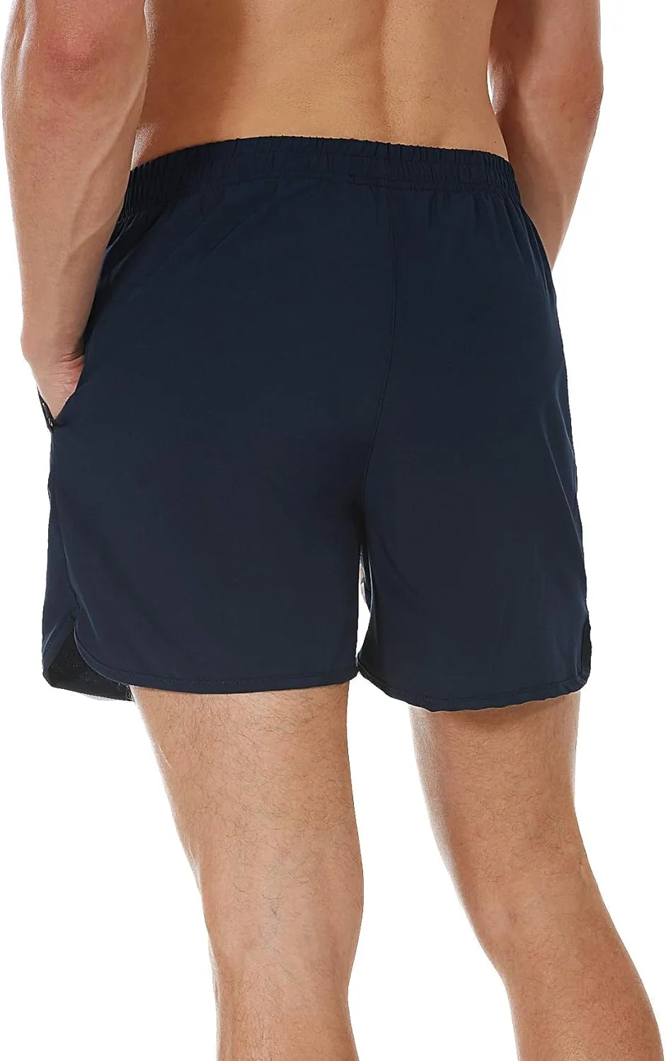SILKWORLD Men's Running Stretch Quick Dry Shorts with Zipper Pockets(Pack of 2,3)