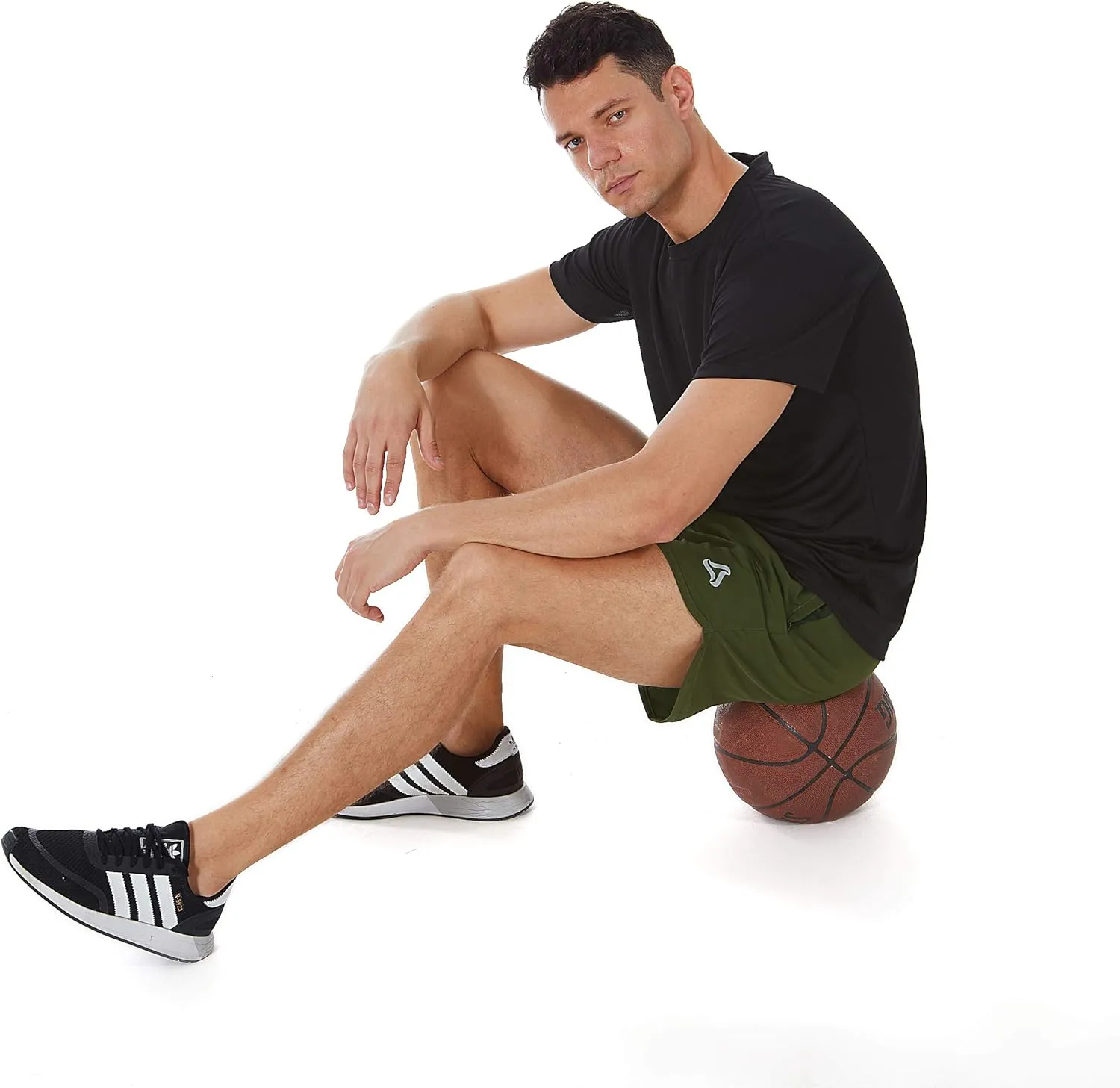SILKWORLD Men's Running Stretch Quick Dry Shorts with Zipper Pockets(Pack of 2,3)