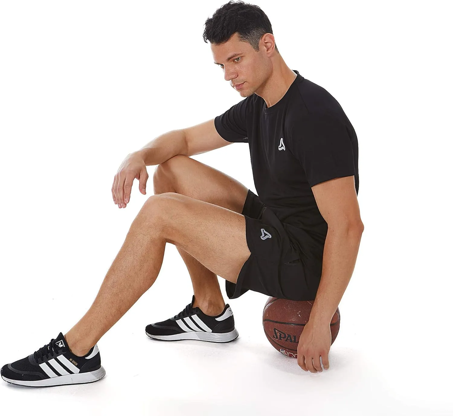 SILKWORLD Men's Running Stretch Quick Dry Shorts with Zipper Pockets(Pack of 2,3)