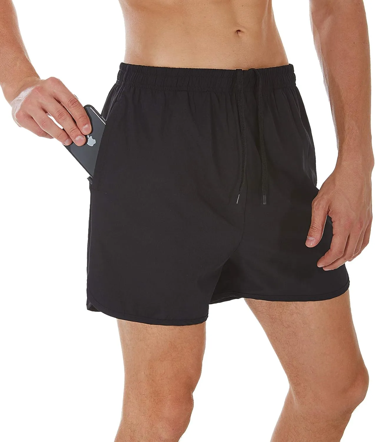 SILKWORLD Men's Running Stretch Quick Dry Shorts with Zipper Pockets(Pack of 2,3)