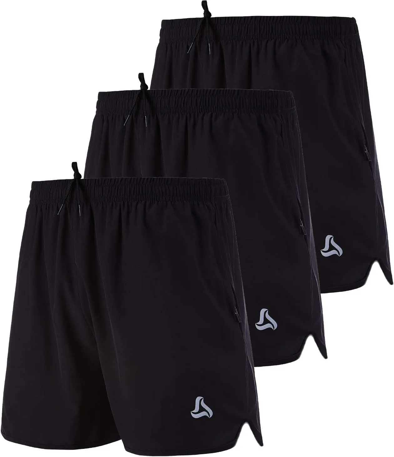 SILKWORLD Men's Running Stretch Quick Dry Shorts with Zipper Pockets(Pack of 2,3)