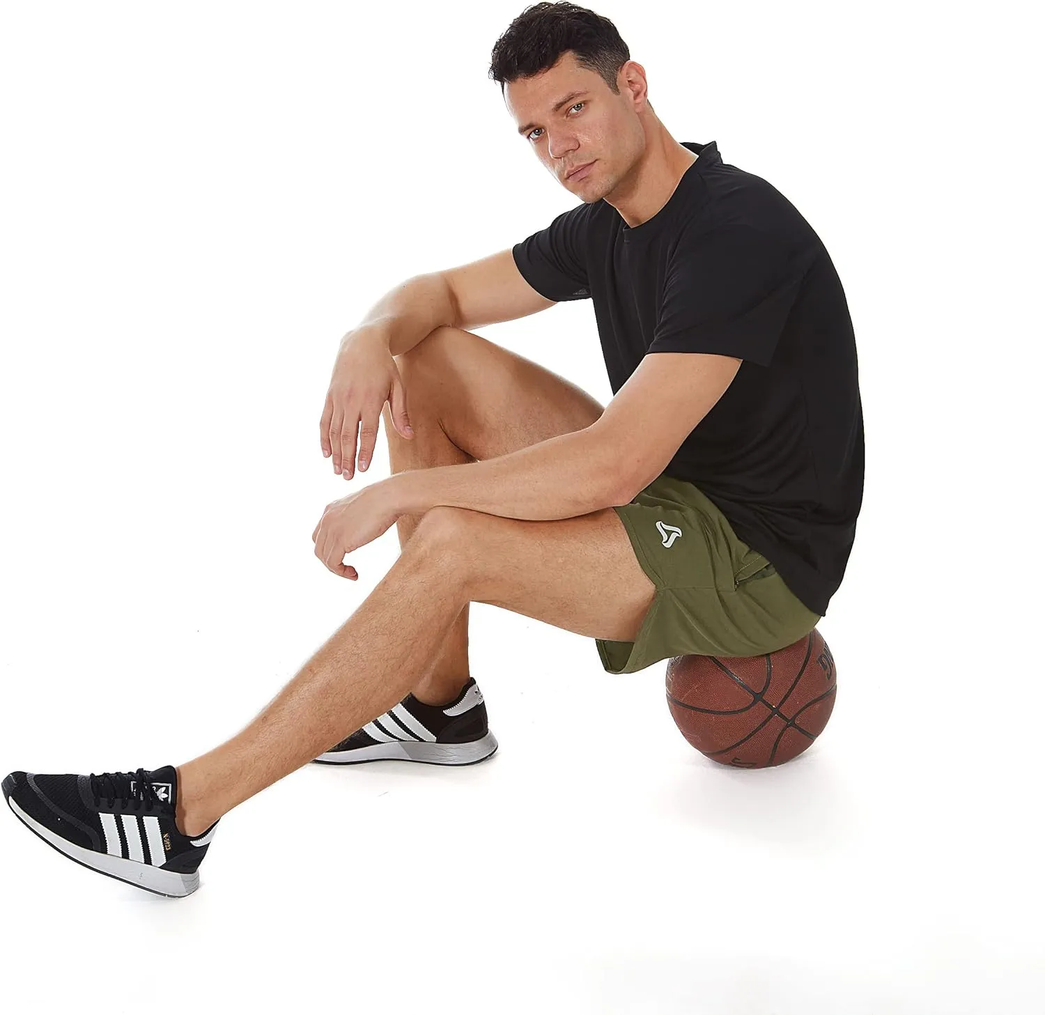 SILKWORLD Men's Running Stretch Quick Dry Shorts with Zipper Pockets(Pack of 2,3)